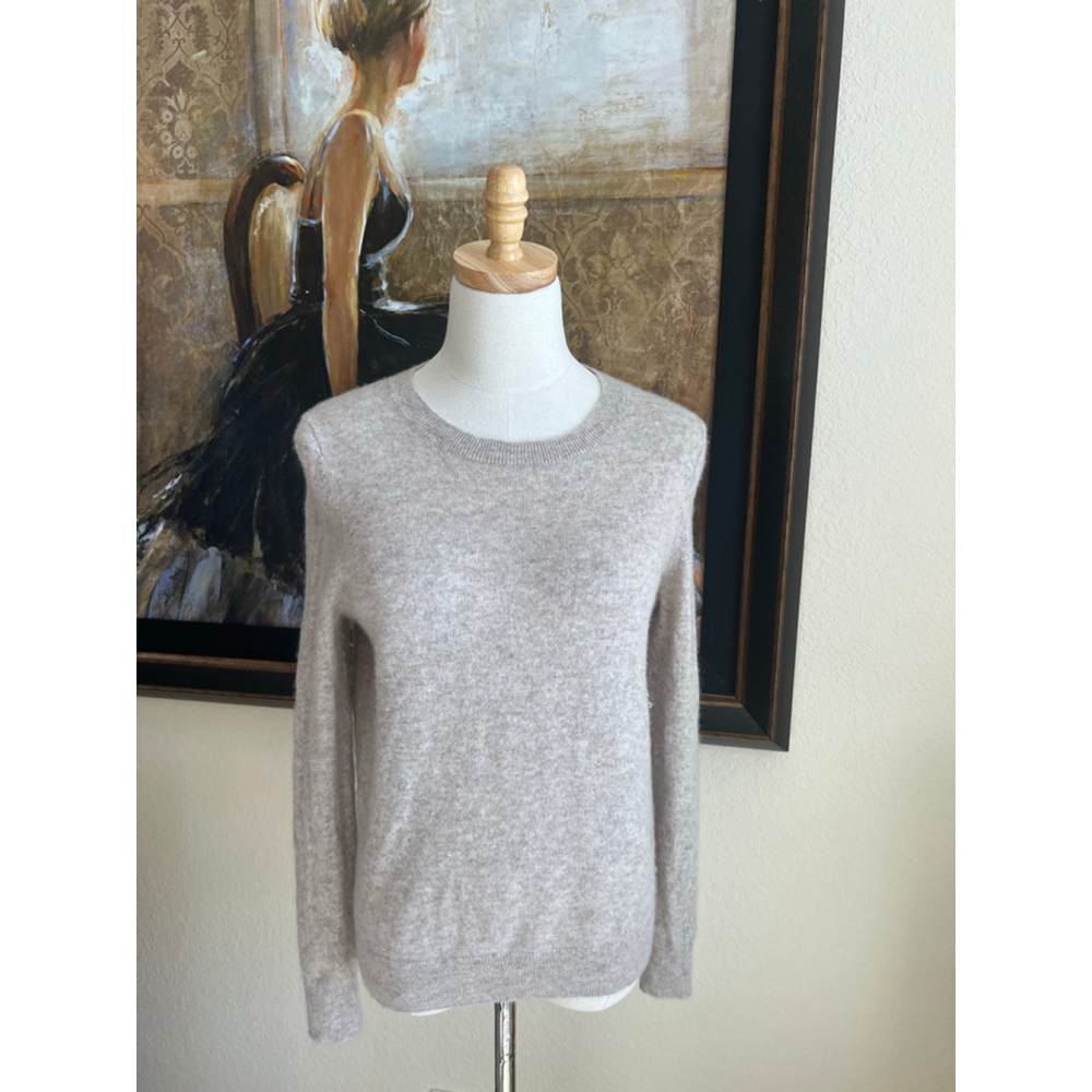 Nordstrom Beige Cashmere Crew Neck Sweater L